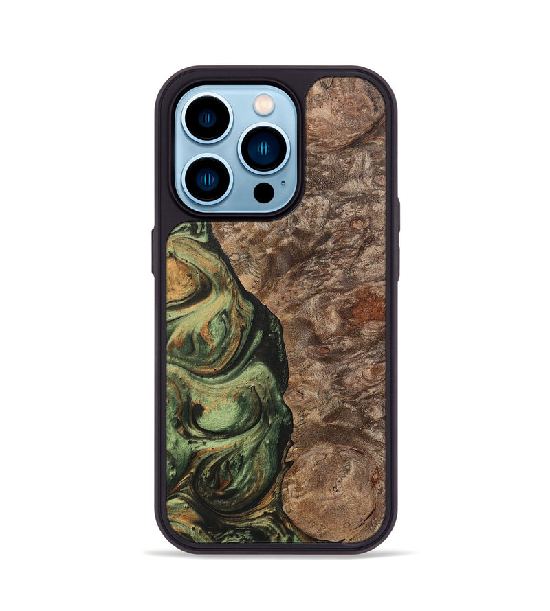 iPhone 14 Pro Wood+Resin Phone Case - Terrell (Green, 701075)