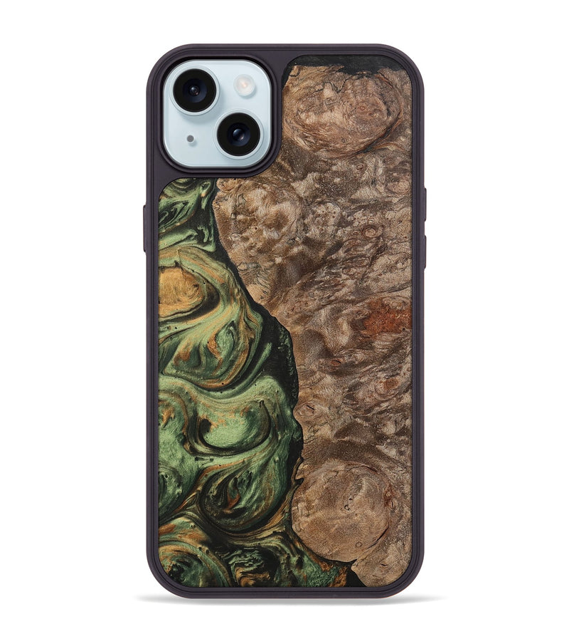 iPhone 15 Plus Wood+Resin Phone Case - Terrell (Green, 701075)