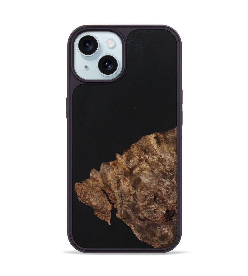 iPhone 15 Wood+Resin Phone Case - Isla (Pure Black, 701132)