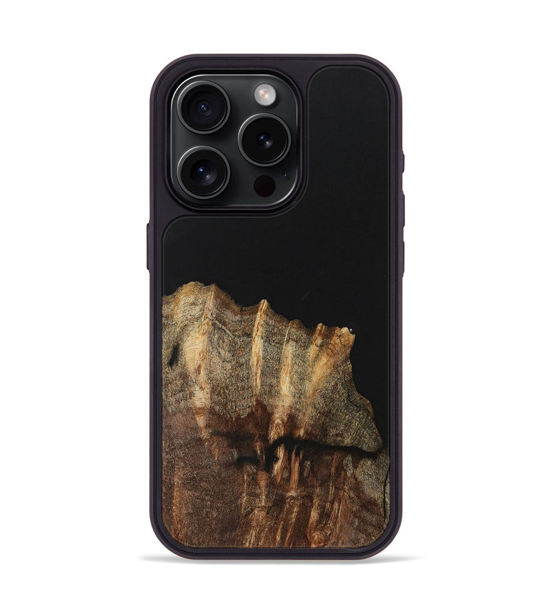 iPhone 15 Pro Wood+Resin Phone Case - Eloise (Pure Black, 701134)