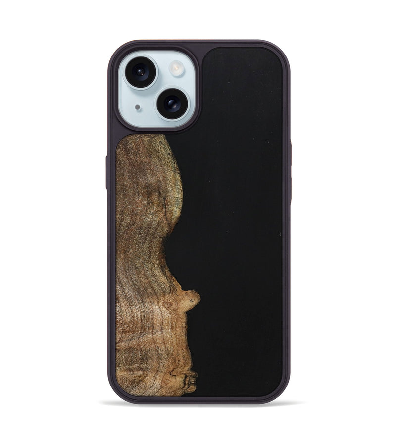 iPhone 15 Wood+Resin Phone Case - Nash (Pure Black, 701138)