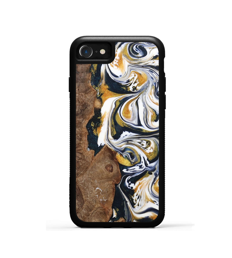 iPhone SE Wood+Resin Phone Case - Josiah (Teal & Gold, 701380)