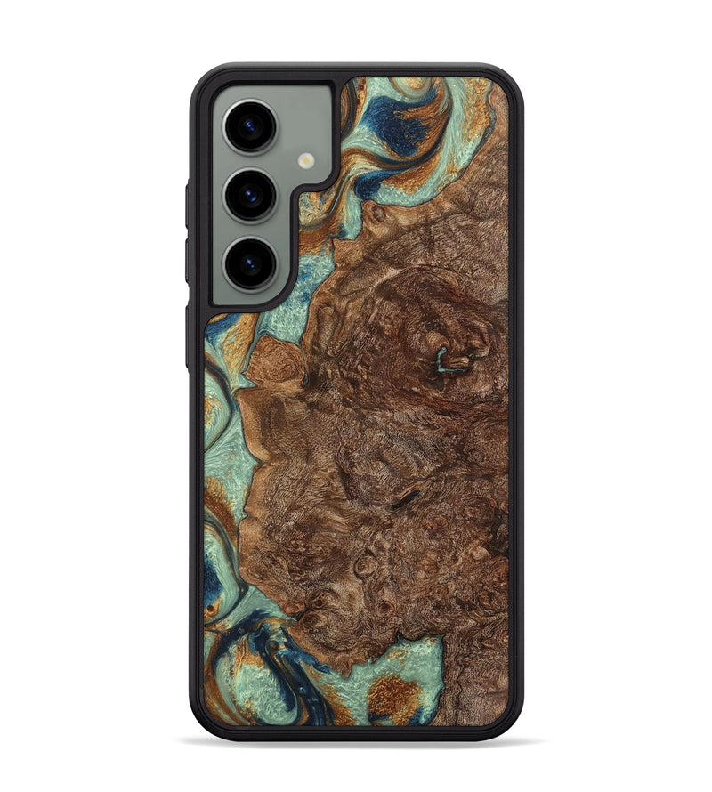 Galaxy S24 Plus Wood+Resin Phone Case - Gwen (Teal & Gold, 701413)