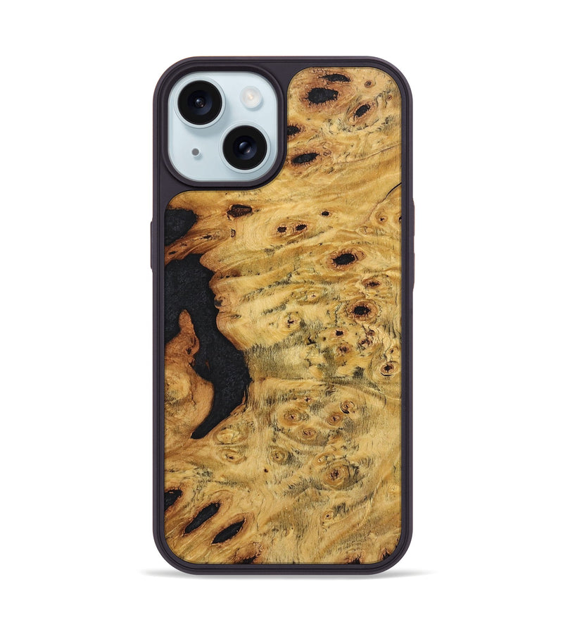 iPhone 15 Wood+Resin Phone Case - Stephanie (Wood Burl, 701424)