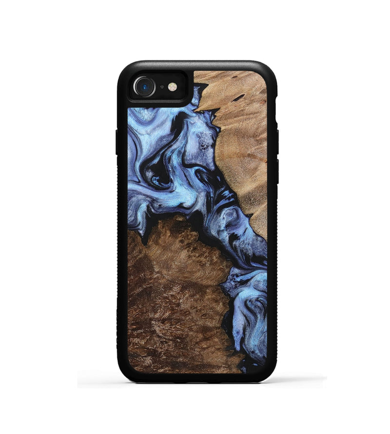 iPhone SE Wood+Resin Phone Case - Hannah (Blue, 701668)