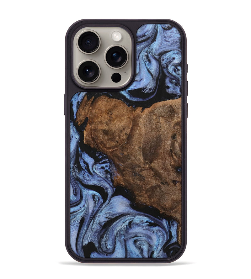 iPhone 15 Pro Max Wood+Resin Phone Case - Bobbi (Blue, 701674)