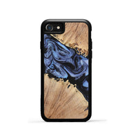 iPhone SE Wood+Resin Phone Case - Nina (Blue, 701682)