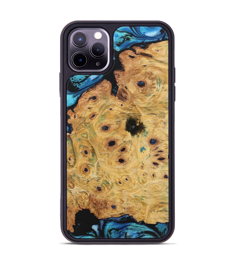 iPhone 11 Pro Max Wood+Resin Phone Case - Vicky (Blue, 701687)