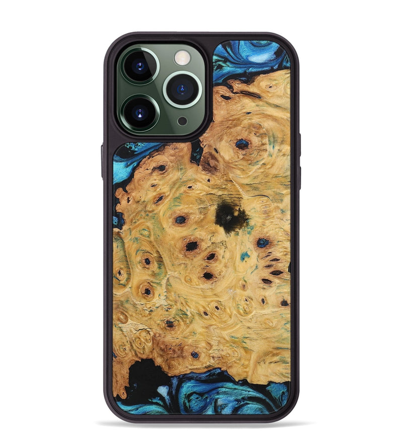 iPhone 13 Pro Max Wood+Resin Phone Case - Vicky (Blue, 701687)