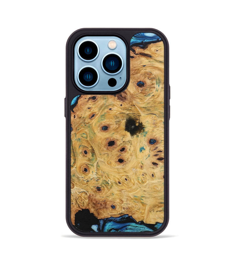 iPhone 14 Pro Wood+Resin Phone Case - Vicky (Blue, 701687)