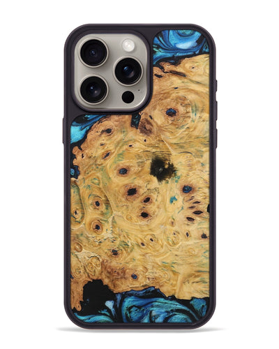 iPhone 15 Pro Max Wood+Resin Phone Case - Vicky (Blue, 701687)