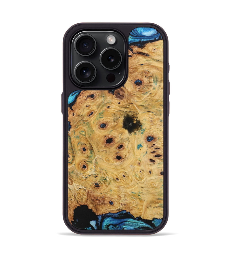 iPhone 15 Pro Wood+Resin Phone Case - Vicky (Blue, 701687)