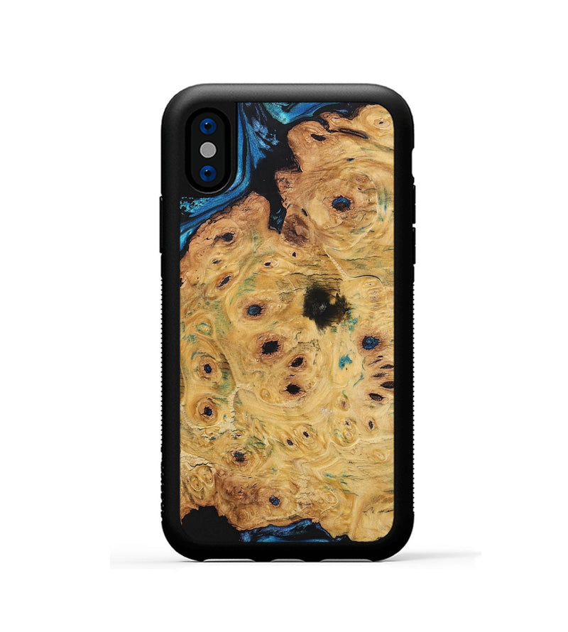 iPhone Xs Wood+Resin Phone Case - Vicky (Blue, 701687)