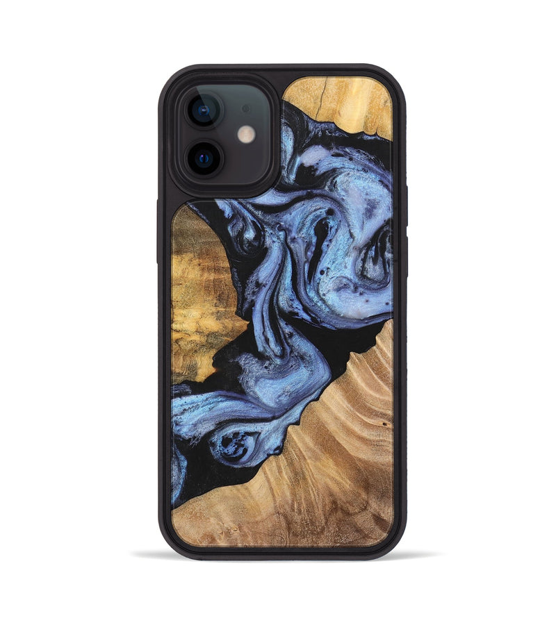 iPhone 12 Wood+Resin Phone Case - Rosa (Blue, 701688)