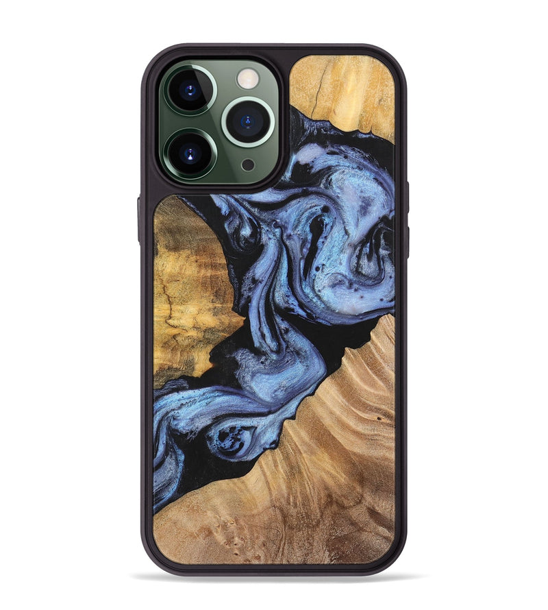 iPhone 13 Pro Max Wood+Resin Phone Case - Rosa (Blue, 701688)