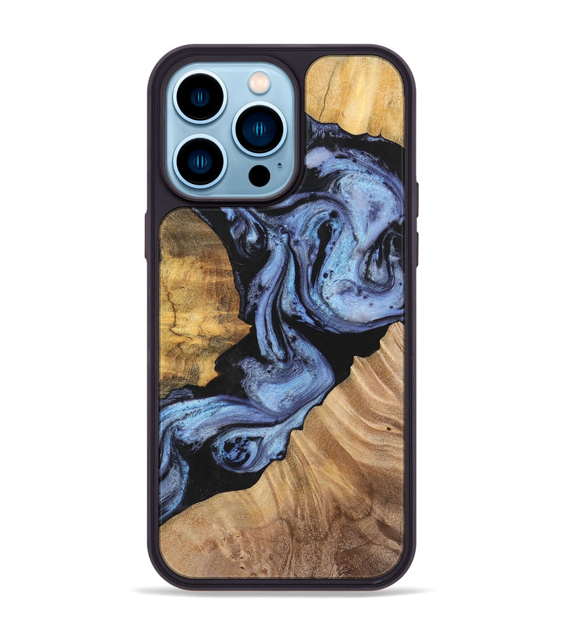 iPhone 14 Pro Max Wood+Resin Phone Case - Rosa (Blue, 701688)