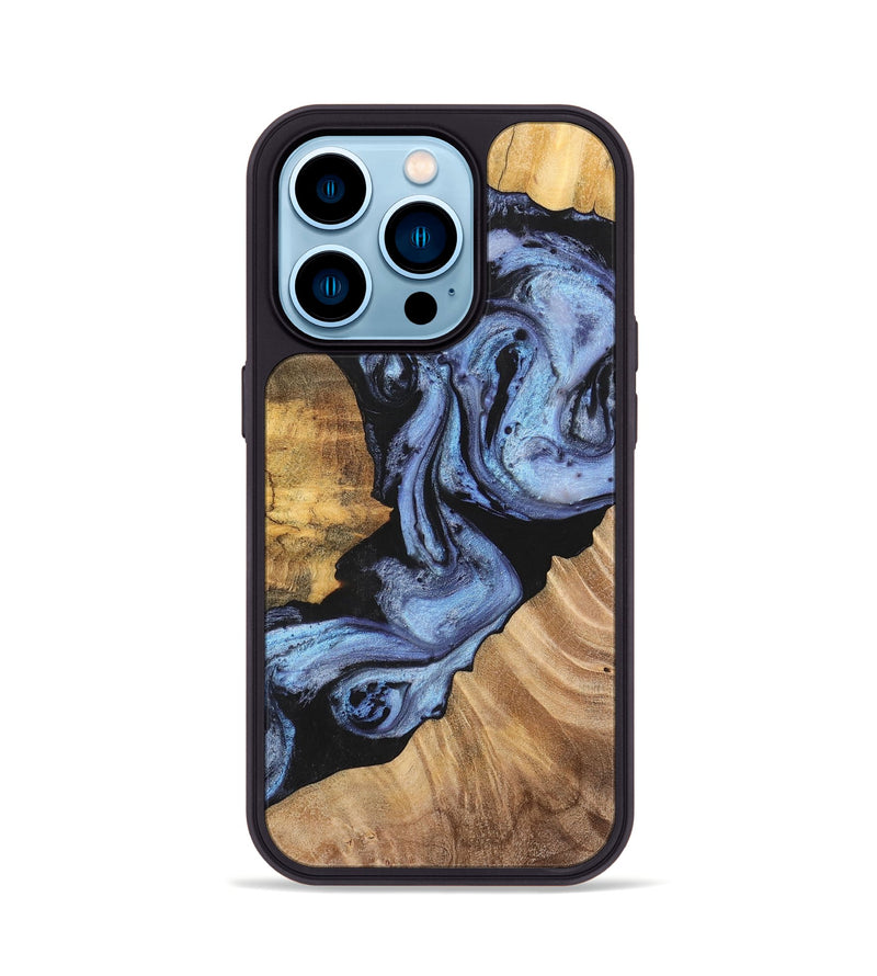 iPhone 14 Pro Wood+Resin Phone Case - Rosa (Blue, 701688)
