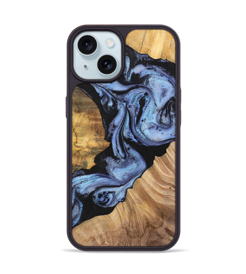 iPhone 15 Wood+Resin Phone Case - Rosa (Blue, 701688)