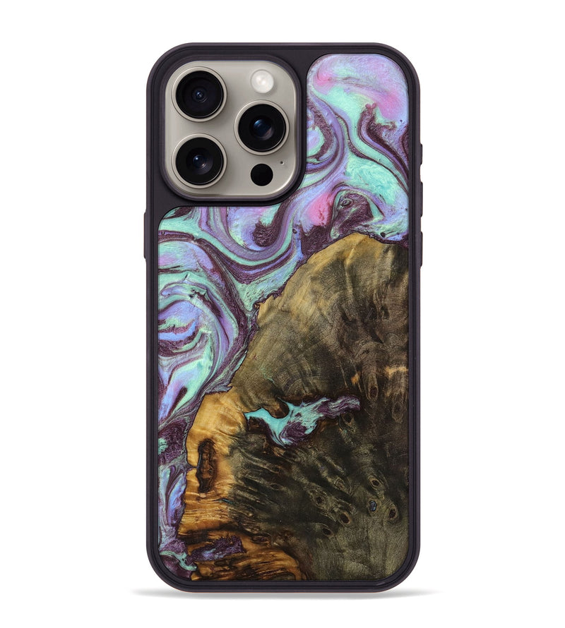 iPhone 15 Pro Max Wood+Resin Phone Case - Stephen (Purple, 701692)