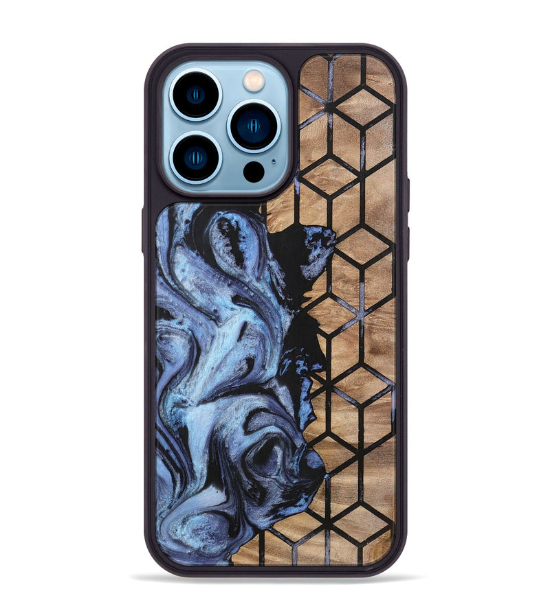 iPhone 14 Pro Max Wood+Resin Phone Case - Henrietta (Pattern, 701705)