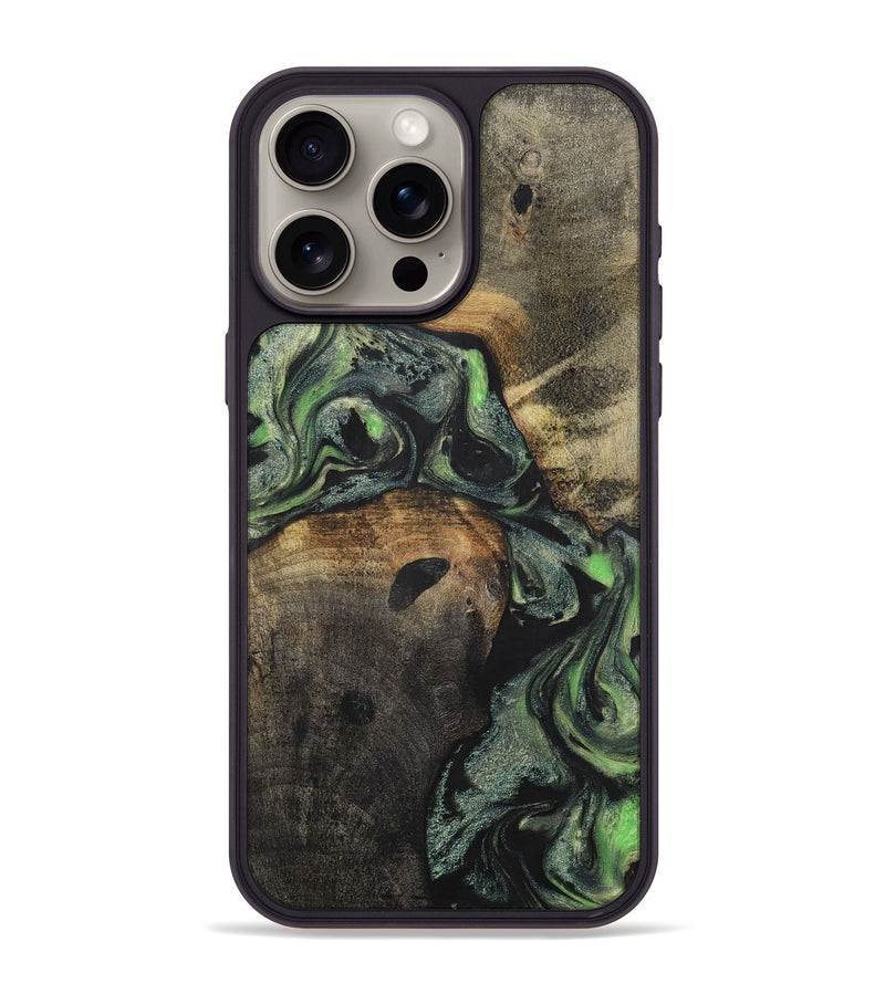 iPhone 15 Pro Max Wood+Resin Phone Case - Nash (Green, 701755)