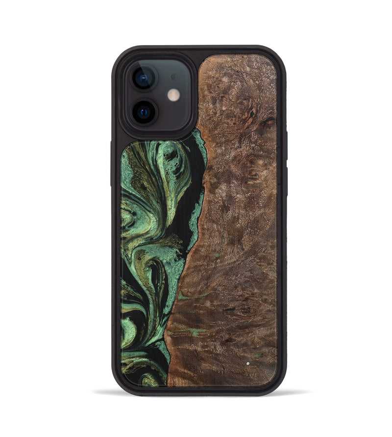iPhone 12 Wood+Resin Phone Case - Doris (Green, 701760)