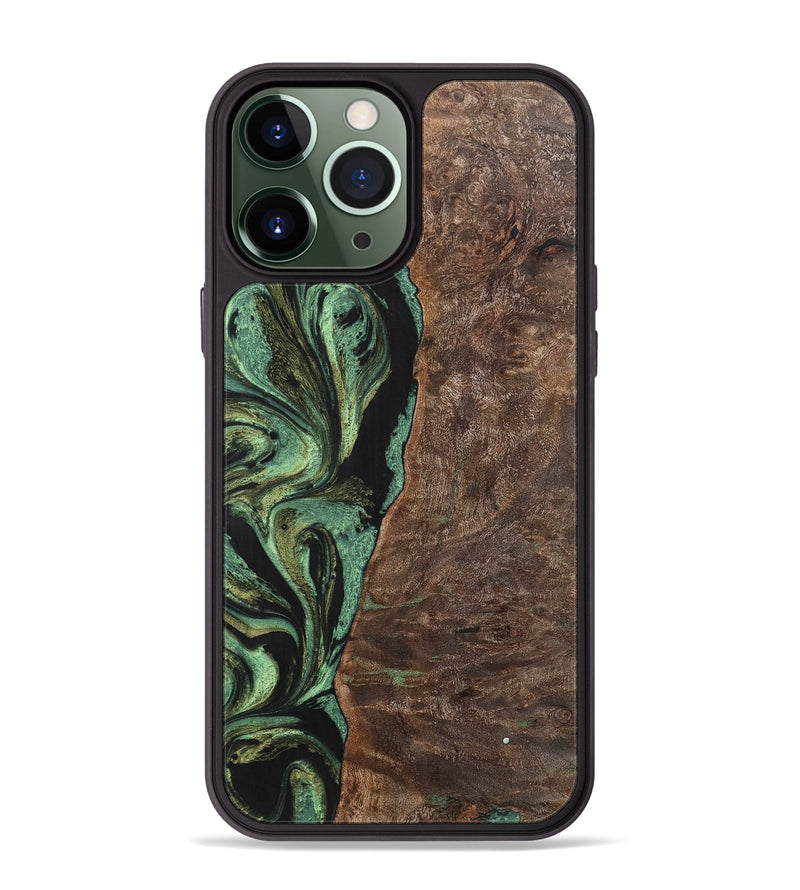 iPhone 13 Pro Max Wood+Resin Phone Case - Doris (Green, 701760)