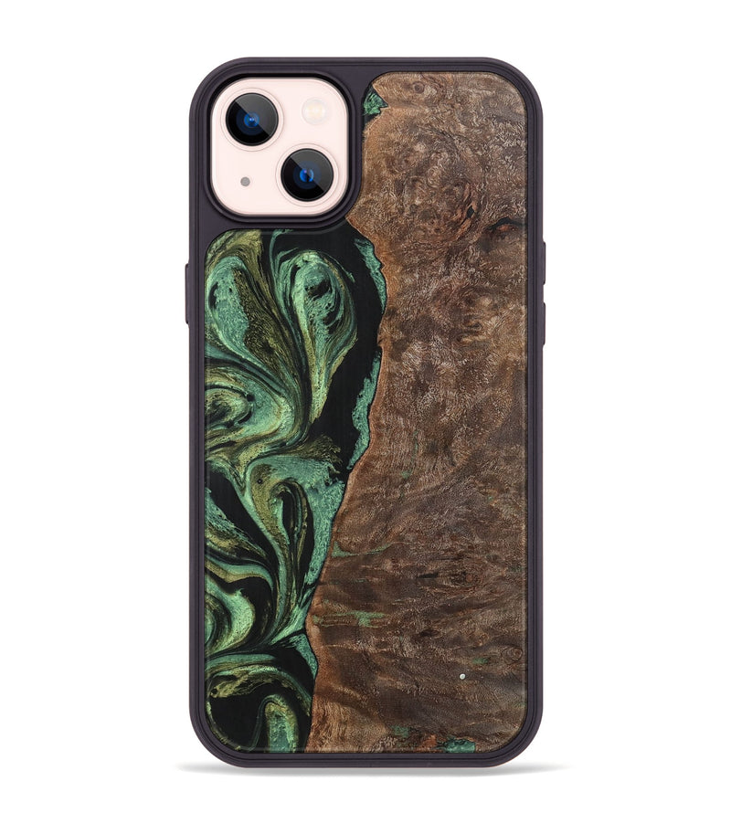 iPhone 14 Plus Wood+Resin Phone Case - Doris (Green, 701760)