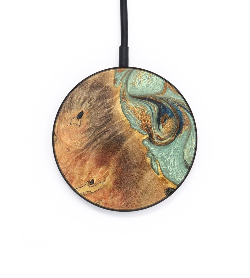 Circle Wood+Resin Wireless Charger - Dorothea (Teal & Gold, 701766)