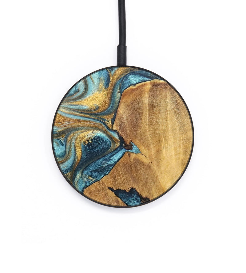 Circle Wood+Resin Wireless Charger - Virgil (Teal & Gold, 701769)