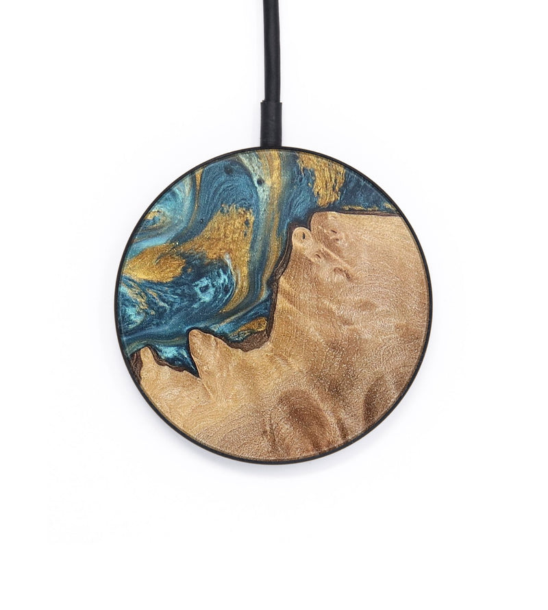Circle Wood+Resin Wireless Charger - Julia (Teal & Gold, 701771)