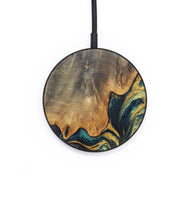 Circle Wood+Resin Wireless Charger - Caitlyn (Teal & Gold, 701775)