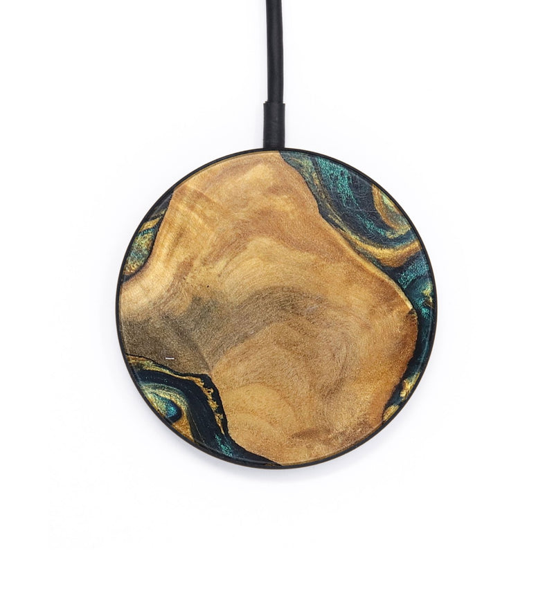Circle Wood+Resin Wireless Charger - Ximena (Teal & Gold, 701776)