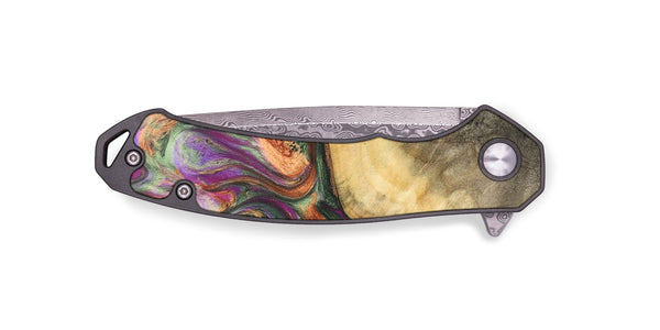 EDC Wood+Resin Pocket Knife - Samara (Teal & Gold, 701819)