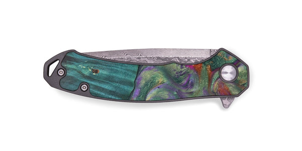 EDC Wood+Resin Pocket Knife - Carlos (Teal & Gold, 701820)