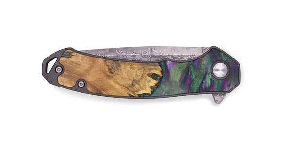 EDC Wood+Resin Pocket Knife - Makenzie (Teal & Gold, 701821)