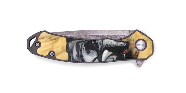 EDC Wood+Resin Pocket Knife - Mercedes (Black & White, 701888)