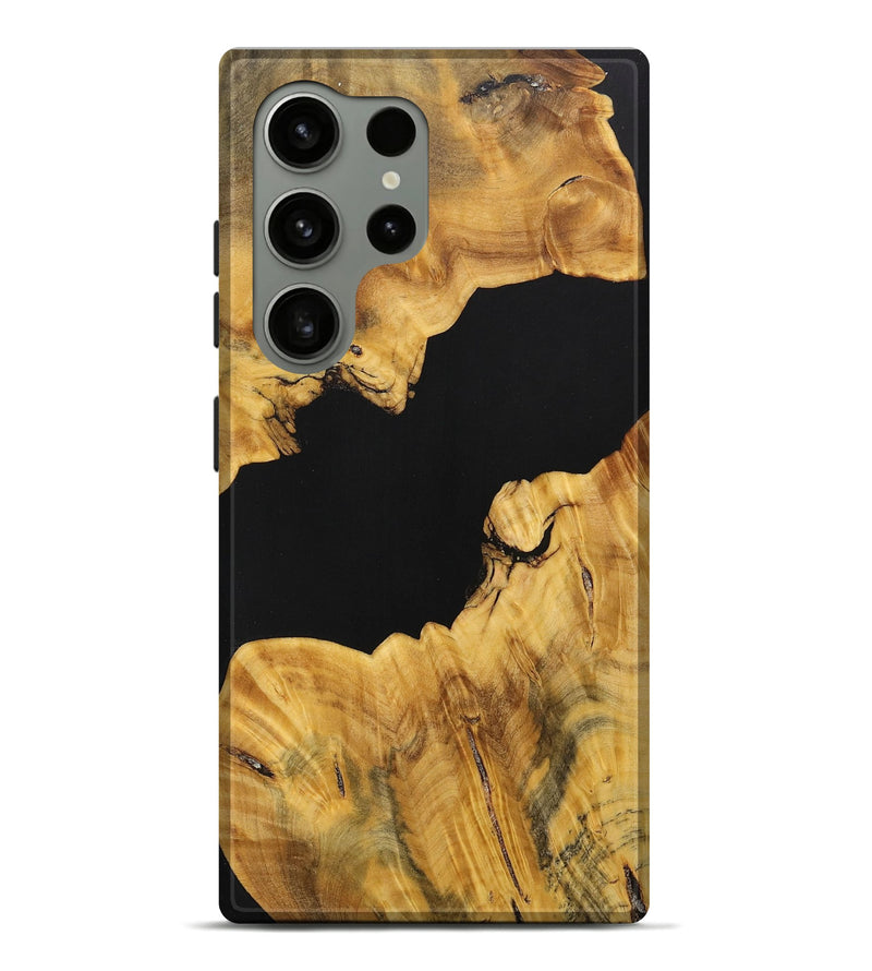Galaxy S24 Ultra Wood+Resin Live Edge Phone Case - Sharon (Pure Black, 702112)