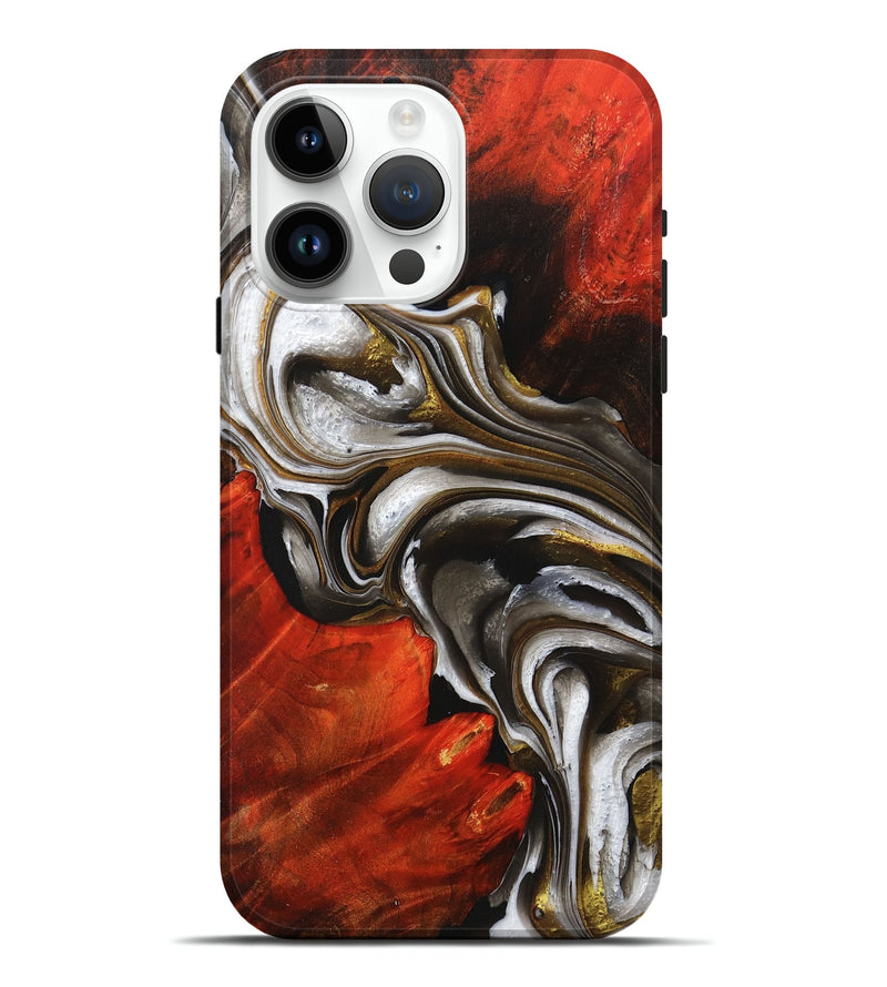 iPhone 15 Pro Max Wood+Resin Live Edge Phone Case - Wanda (Black & White, 702123)