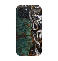 iPhone 15 Wood+Resin Live Edge Phone Case - Albert (Black & White, 702124)