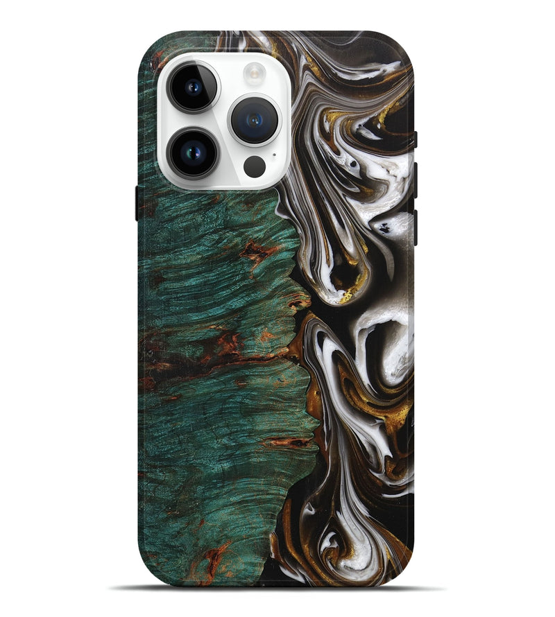 iPhone 15 Pro Max Wood+Resin Live Edge Phone Case - Albert (Black & White, 702124)