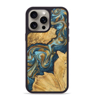 iPhone 15 Pro Max Wood+Resin Phone Case - Gunnar (Teal & Gold, 702178)
