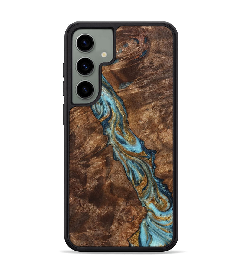 Galaxy S24 Plus Wood+Resin Phone Case - Harlow (Teal & Gold, 702180)