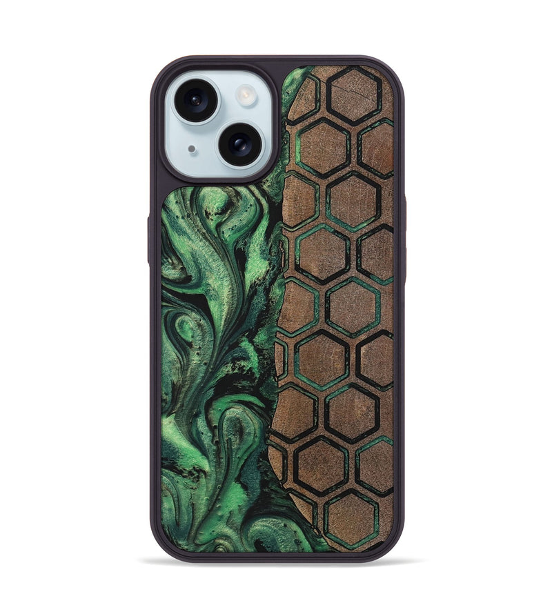 iPhone 15 Wood+Resin Phone Case - Edward (Pattern, 702188)