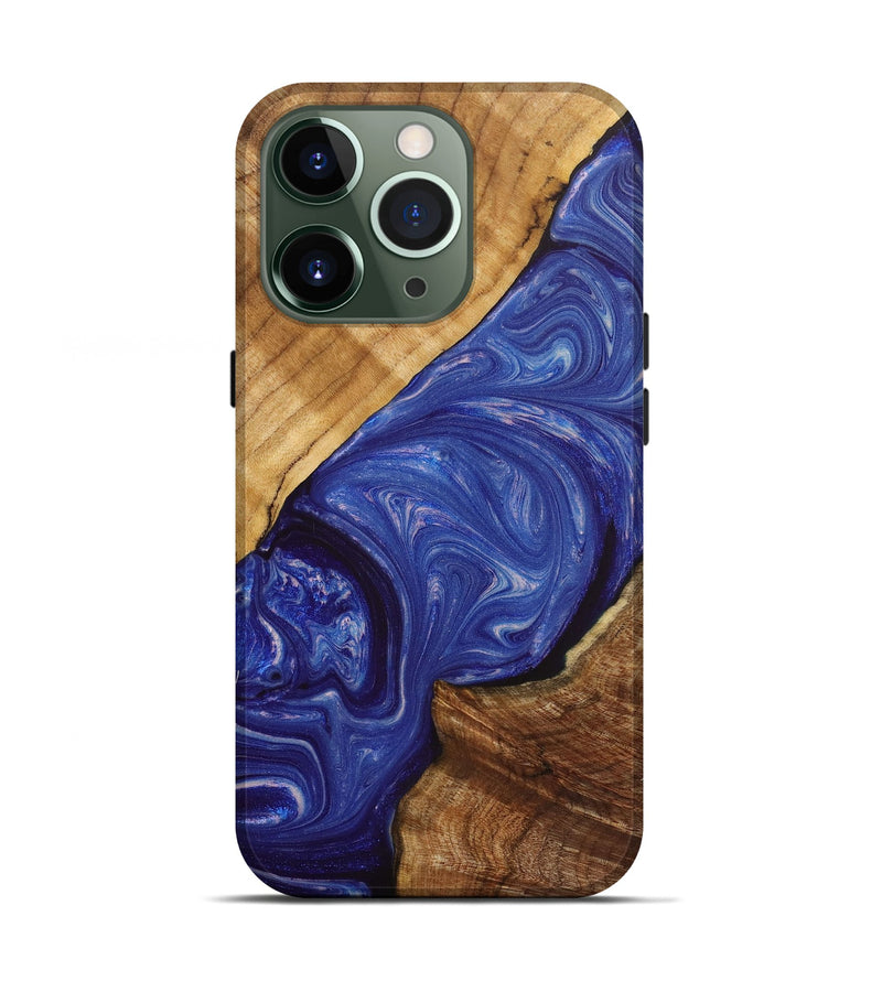 iPhone 13 Pro Wood+Resin Live Edge Phone Case - Cathleen (Blue, 702233)