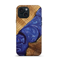 iPhone 15 Wood+Resin Live Edge Phone Case - Cathleen (Blue, 702233)
