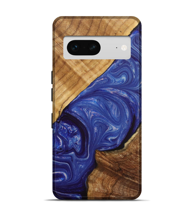 Pixel 7 Wood+Resin Live Edge Phone Case - Cathleen (Blue, 702233)