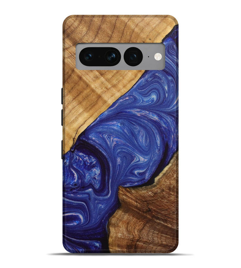 Pixel 7 Pro Wood+Resin Live Edge Phone Case - Cathleen (Blue, 702233)
