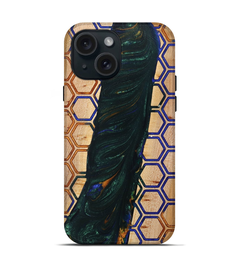 iPhone 15 Wood+Resin Live Edge Phone Case - Shaniqua (Pattern, 702237)