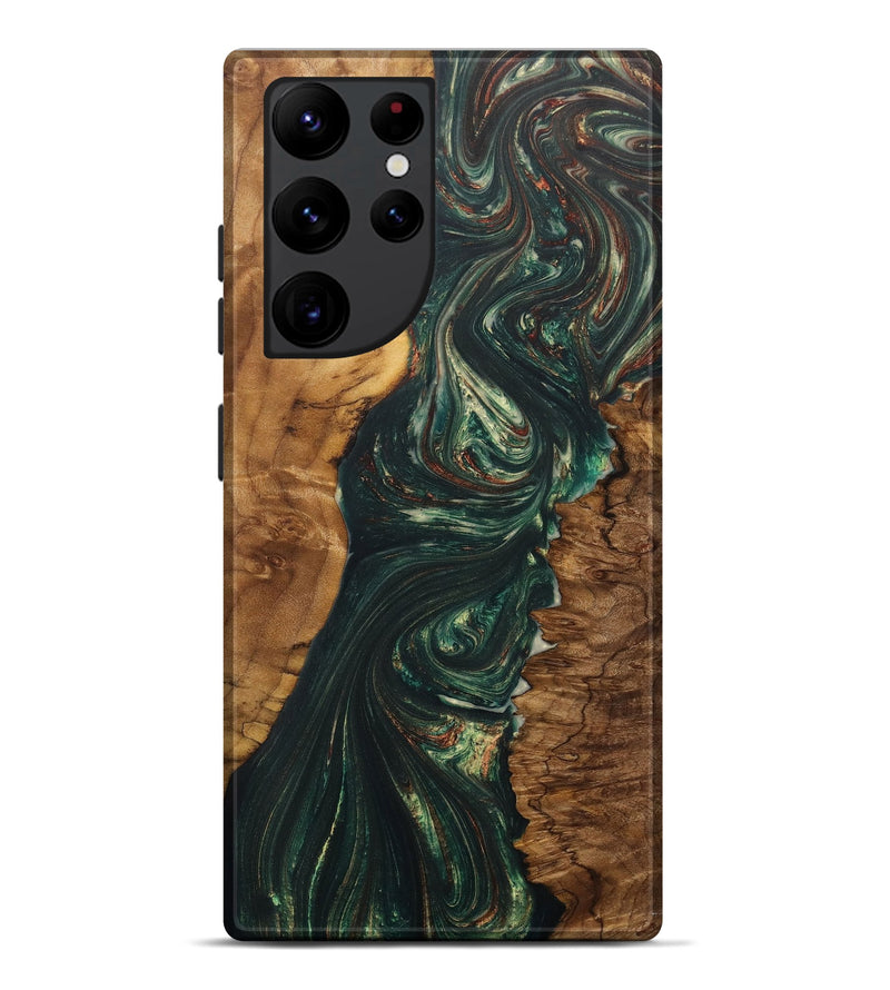 Galaxy S22 Ultra Wood+Resin Live Edge Phone Case - Trevon (Green, 702243)
